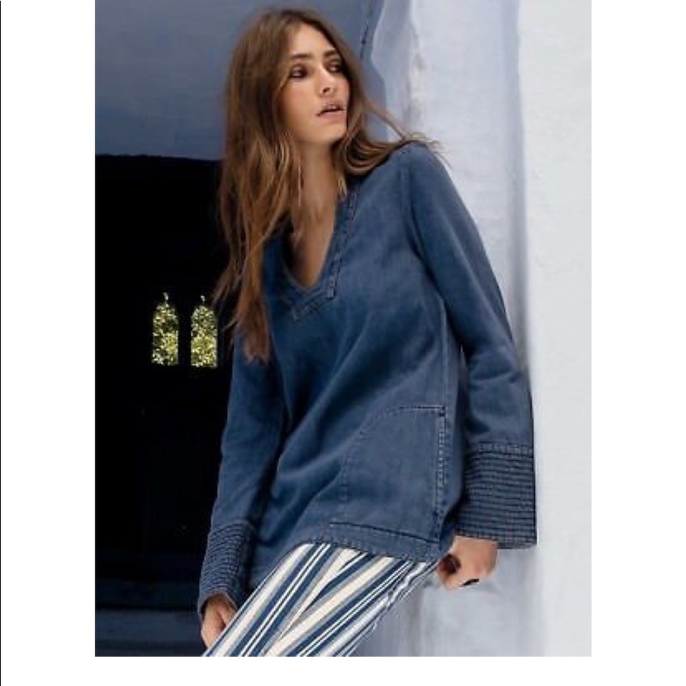 Free People Dreaming of Denim Tunic top size Small
